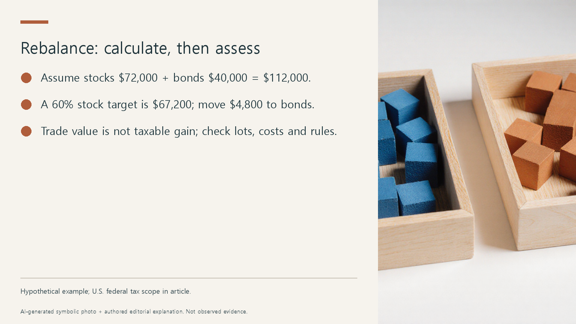Rebalance: calculate, then assess