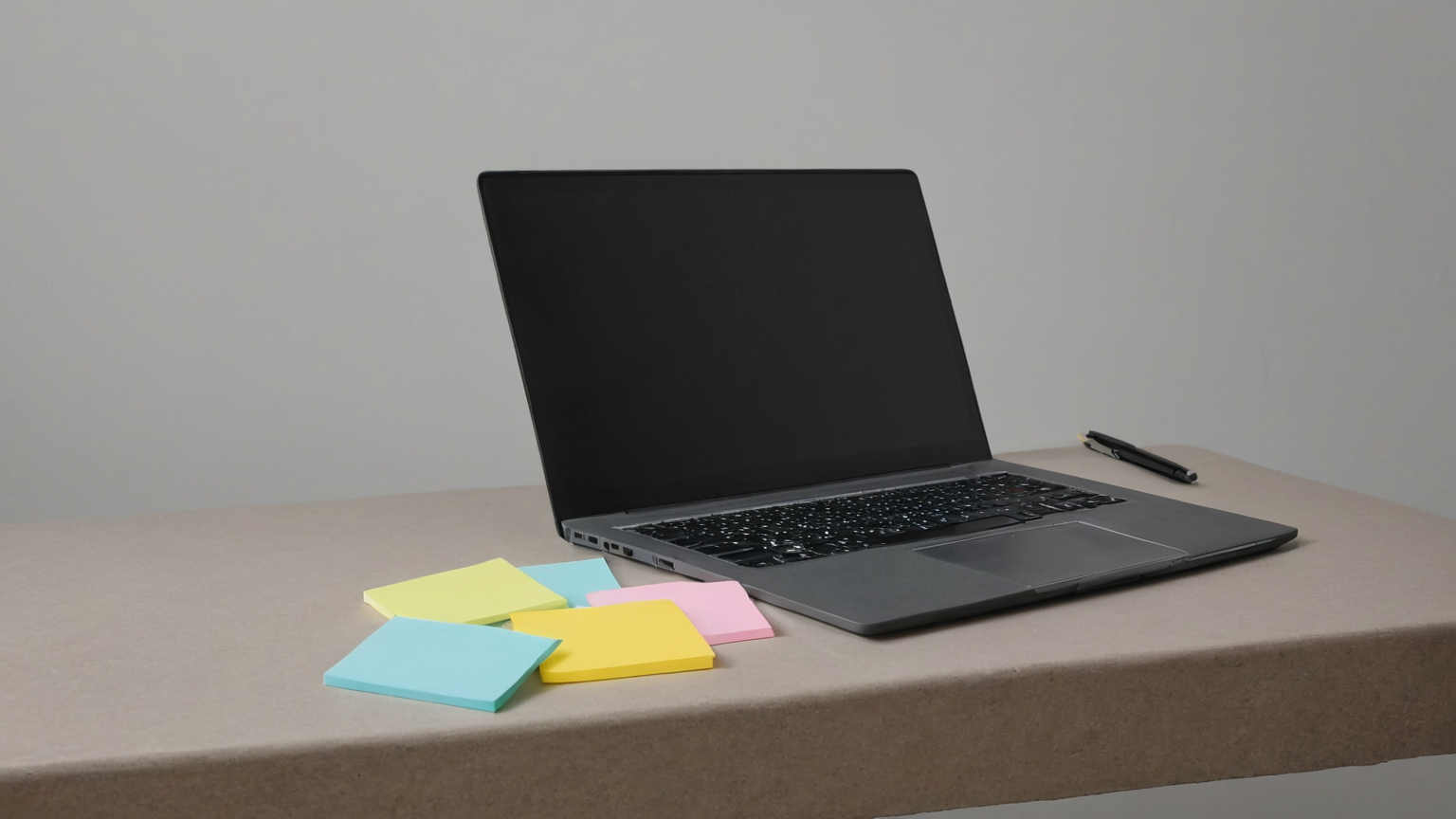 Closed laptop with blank payment notes