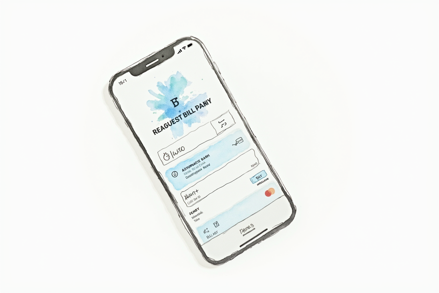 Digital business banking app on smartphone showing automated bill pay