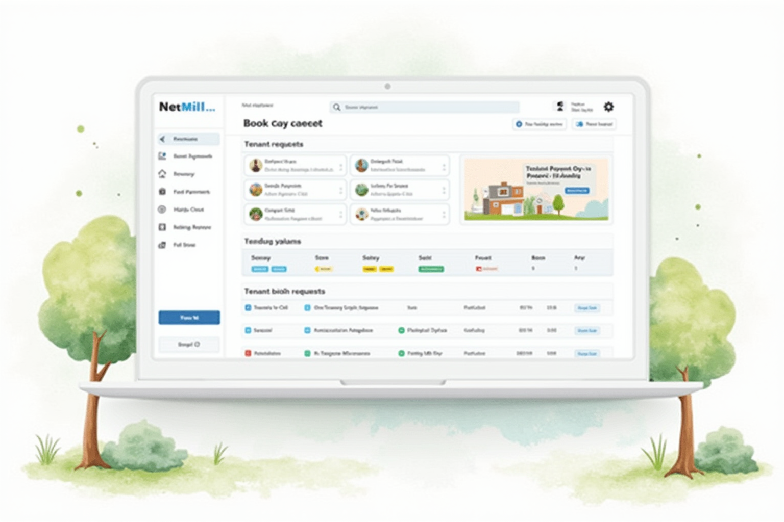 Property management software tracking tenant payments and maintenance requests