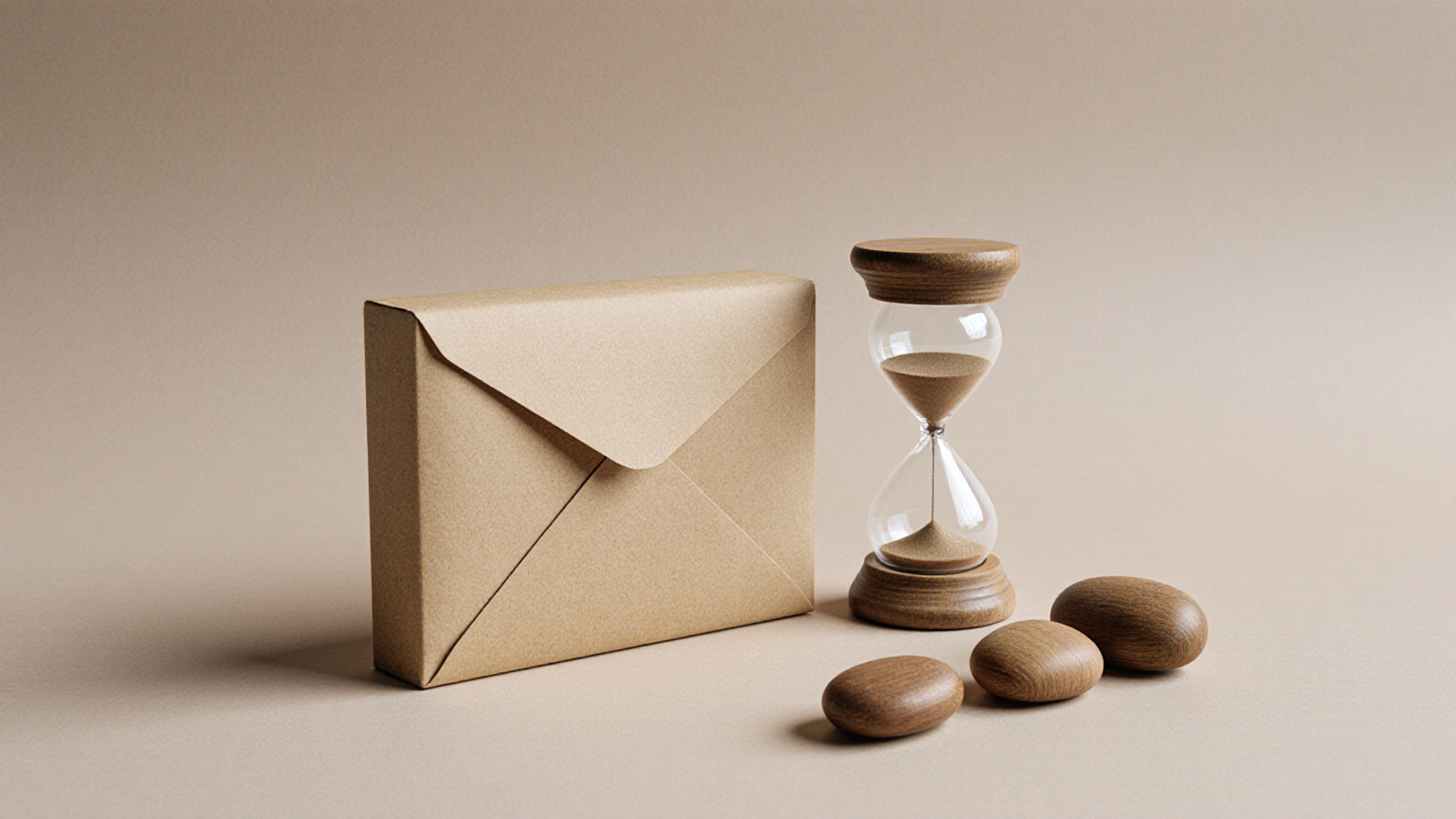 Blank envelope and hourglass illustrating the I bond holding period