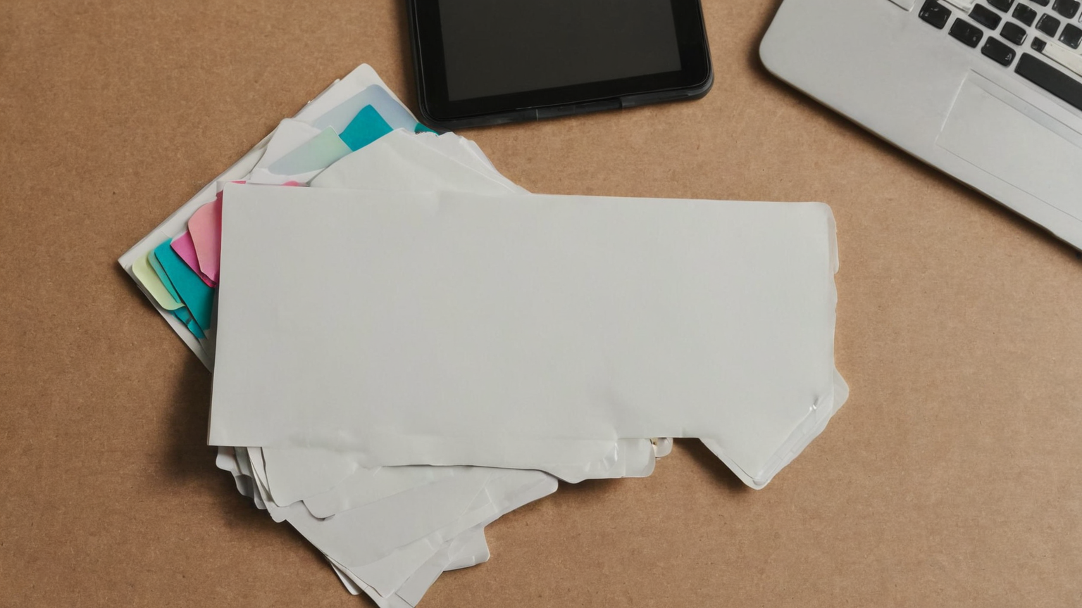 Plain envelopes and blank folders for payment evidence