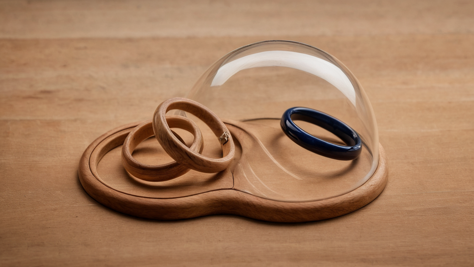 Interlocking rings beneath a protective dome representing survivor-income choices