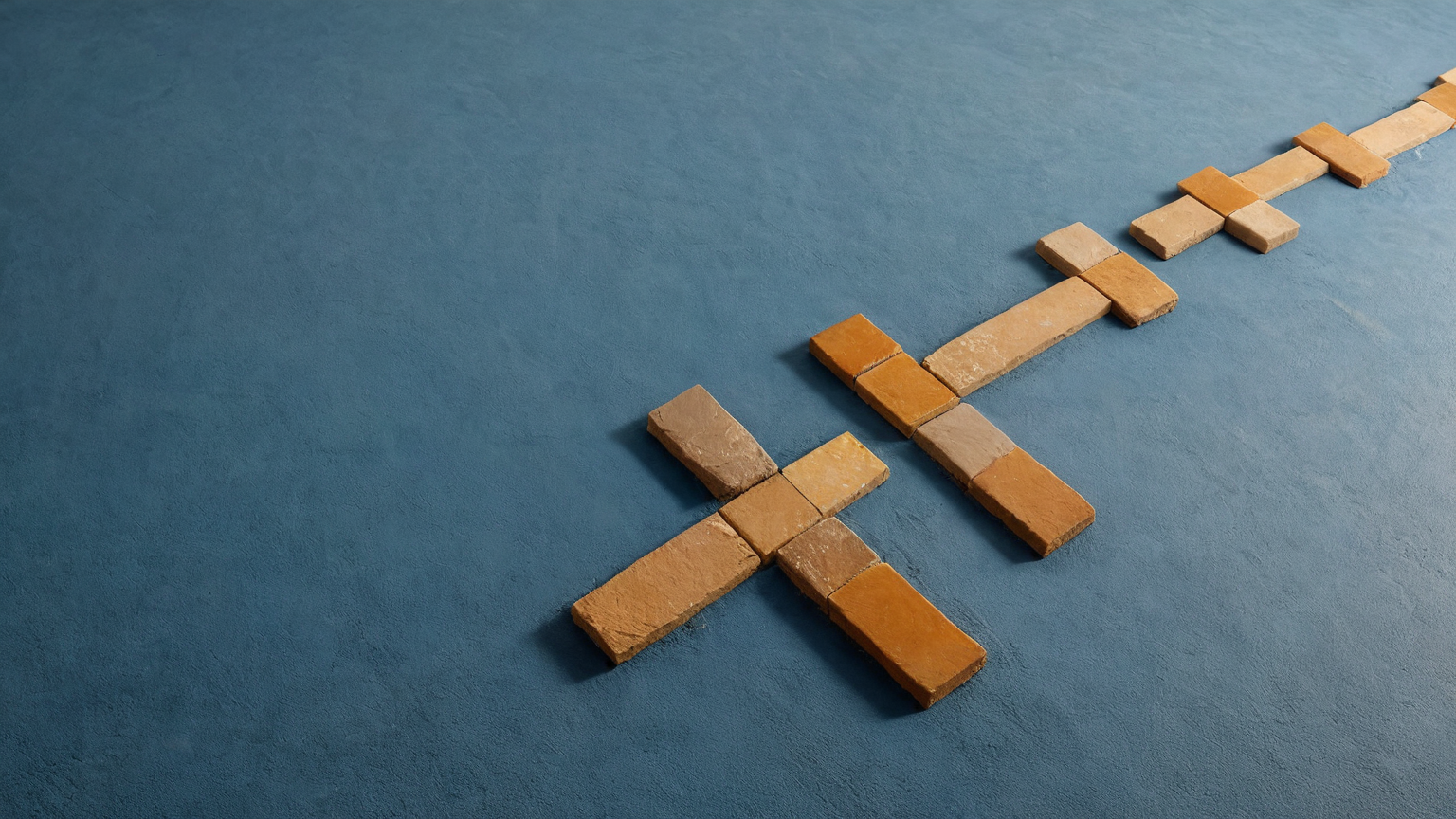 Plain wooden paths crossing at different points to represent break-even comparisons